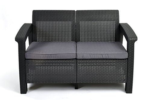 Keter Lounge Sofa, Corfu, 2-Sitzer, graphit/grau, 128x70x79 cm, 17194121