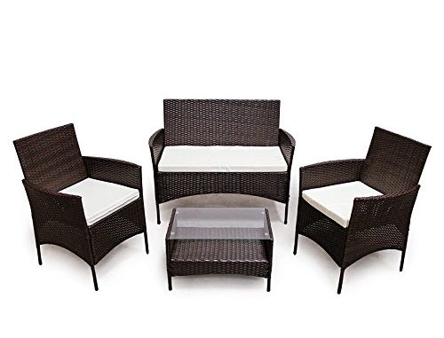 POLY RATTAN Lounge Gartenset Sofa Garnitur Polyrattan Gartenmöbel (Braun)